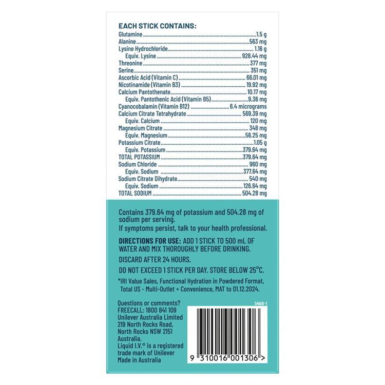 Buy Liquid IV Hydration Sugar Free Raspberry Melon 10 Sachets online at ...