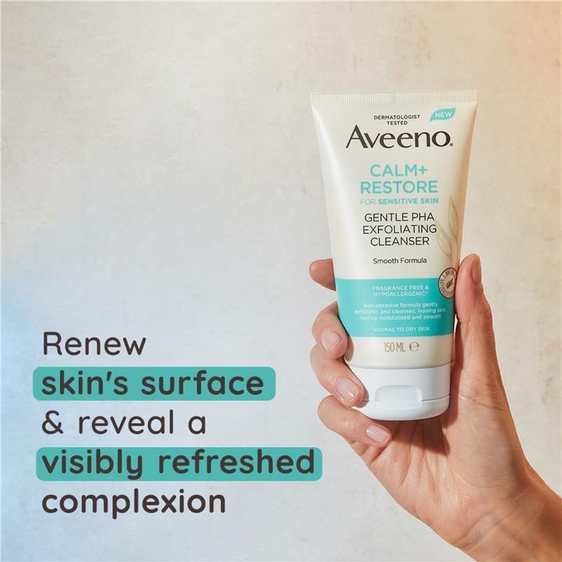 Aveeno Face Calm and Restore Gentle PHA Exfoliating Cleanser 150ml