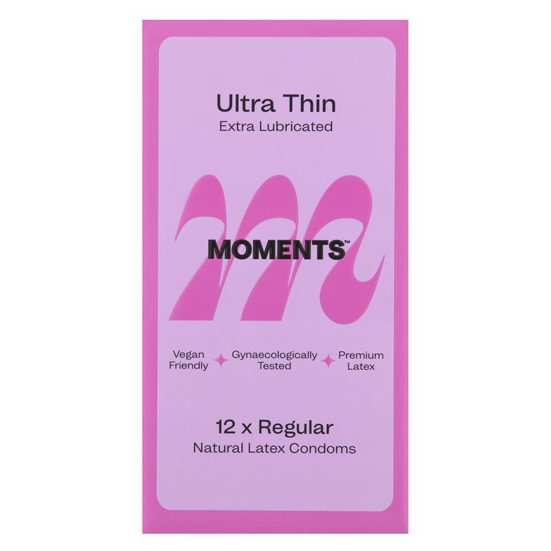 Moments Ultra Thin Regular Extra Lubricated Condoms 12 Pack