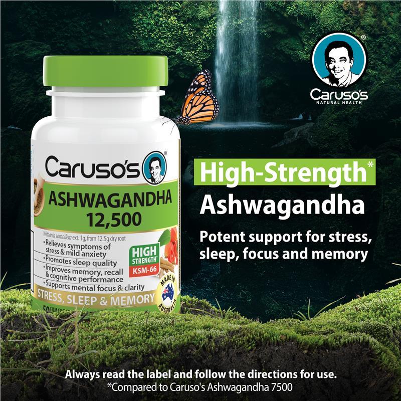 Carusos Ashwagandha 12,500 50 Tablets