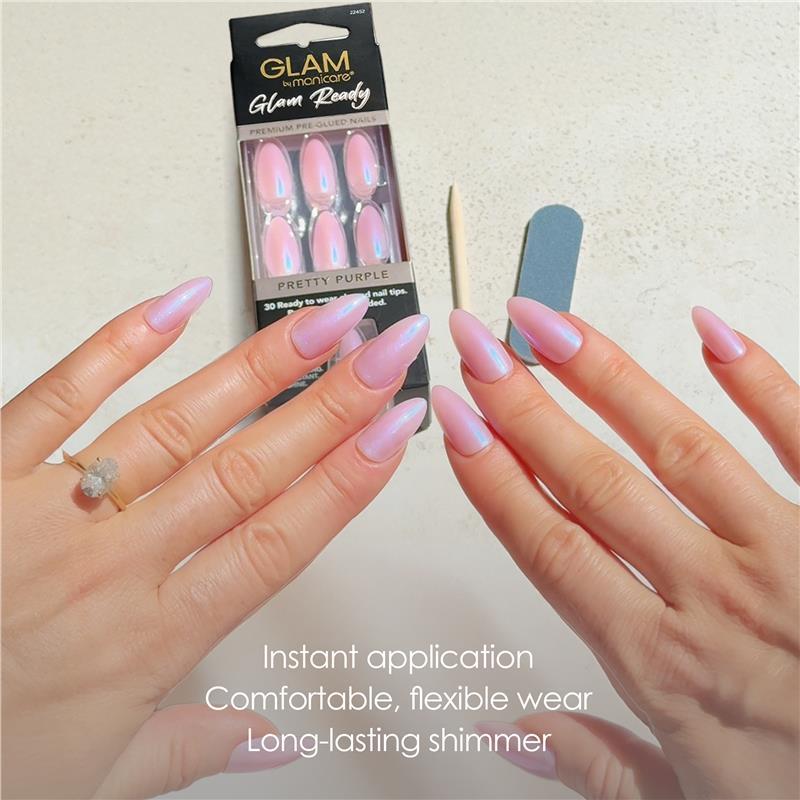 Glam By Manicare Glam Ready Pre-Glued Nails Pretty Purple