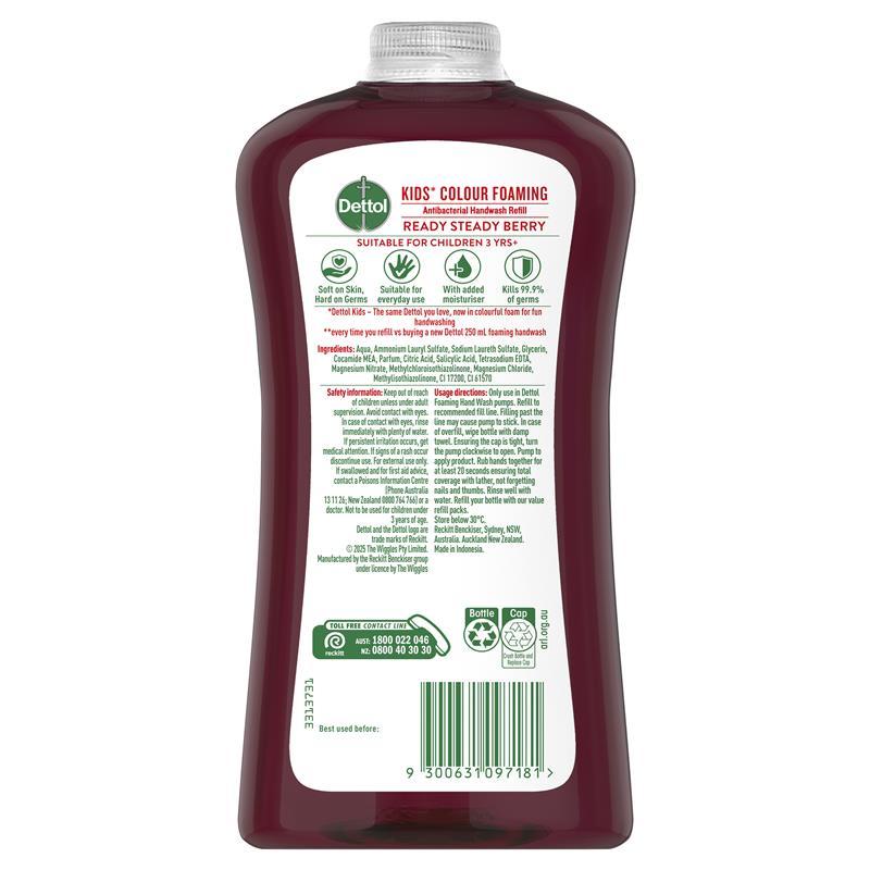 Dettol Kids The Wiggles Colour Foaming Hand Wash Berry Refill 900ml