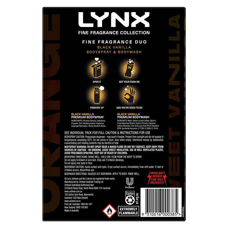 Lynx Fine Fragrance Duo Black Vanilla Gift Set