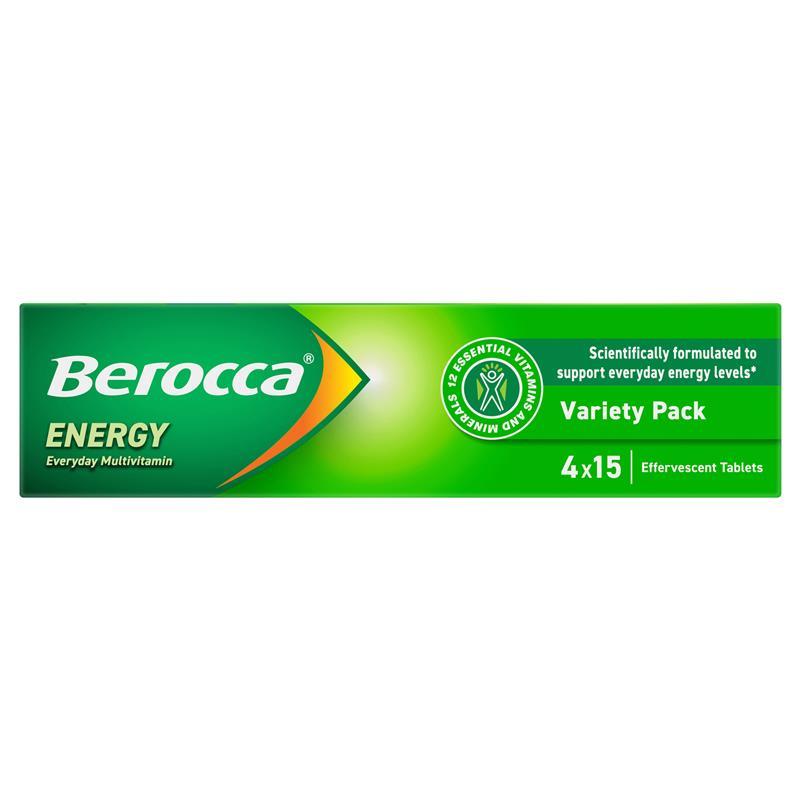 Berocca Energy 60 Effervescent Tablets 4 x 15 Variety Exclusive Pack