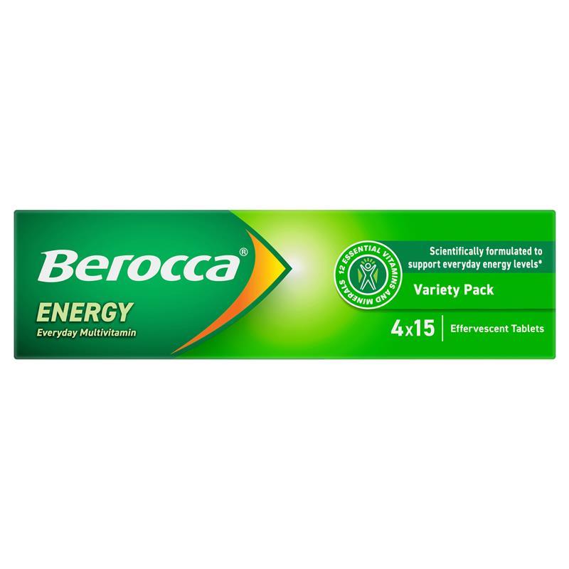 Berocca Energy 60 Effervescent Tablets 4 x 15 Variety Exclusive Pack