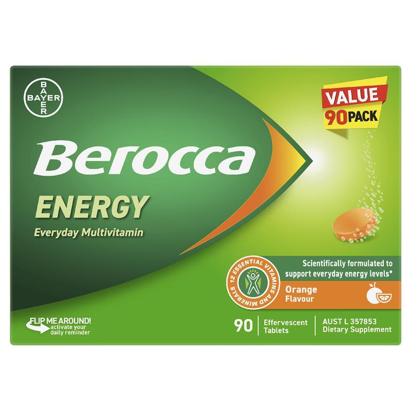 Berocca Energy Orange 90 Effervescent Tablets