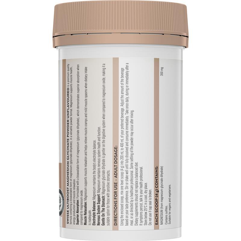 Swisse Ultiboost Magnesium Glycinate Unflavoured Powder 140g