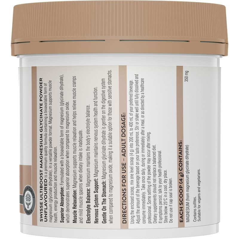 Swisse Ultiboost Magnesium Glycinate Unflavoured Powder 320g