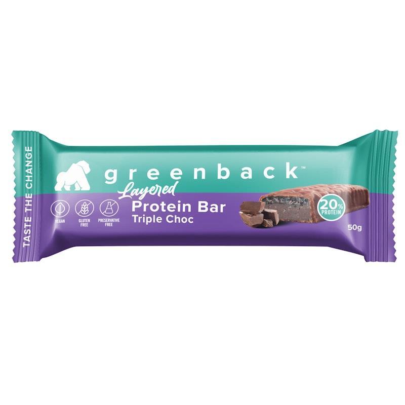 Greenback Protein Layered Bar - Triple Choc 50g 12 Pack
