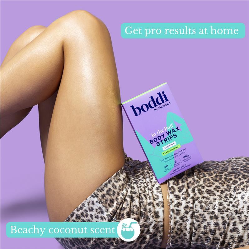 Boddi By Marzena In The Buff Body Wax Strips Sensitive Beach Coconut 40 Pack
