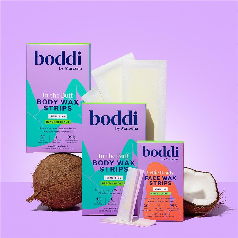 Boddi By Marzena In The Buff Body Wax Strips Sensitive Beach Coconut 40 Pack