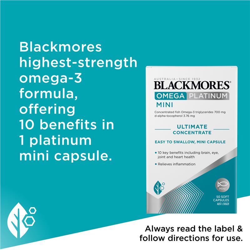 Blackmores Omega Platinum Mini 50 Capsules Exclusive Size