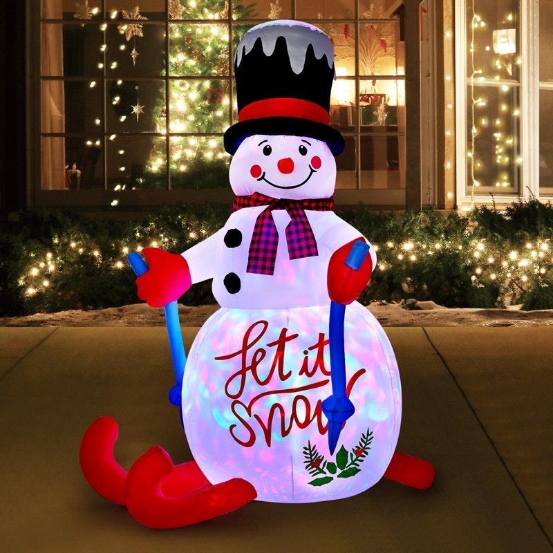 Tinseltown Christmas Inflatable Snowman Decoration Xmas LED Light Outdoor 1.8M
