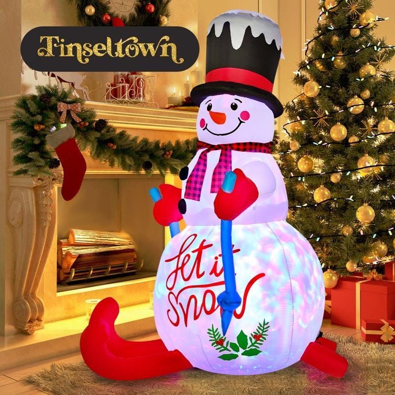 Tinseltown Christmas Inflatable Snowman Decoration Xmas LED Light Outdoor 1.8M