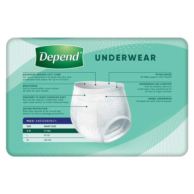 Depend Unisex Maxi Underwear Size M 10 Pack Exclusive