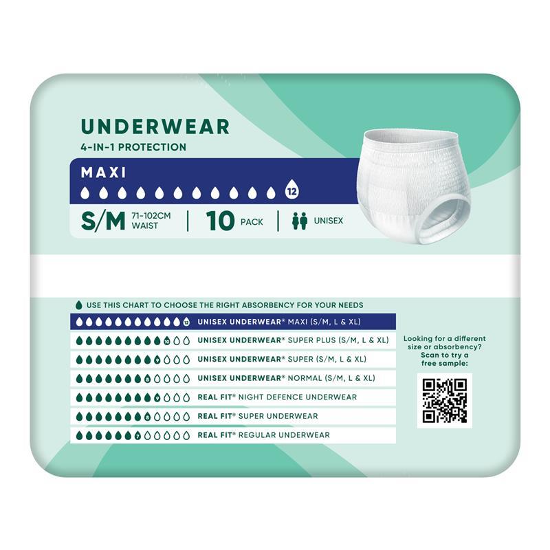 Depend Unisex Maxi Underwear Size M 10 Pack Exclusive