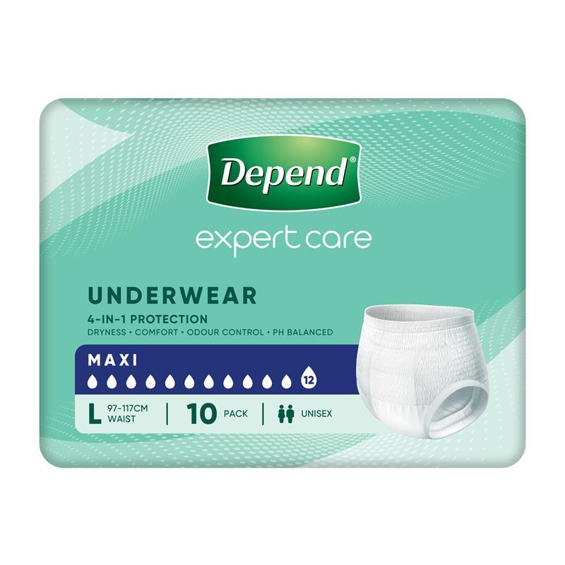 Depend Unisex Maxi Underwear Size L 10 Pack Exclusive