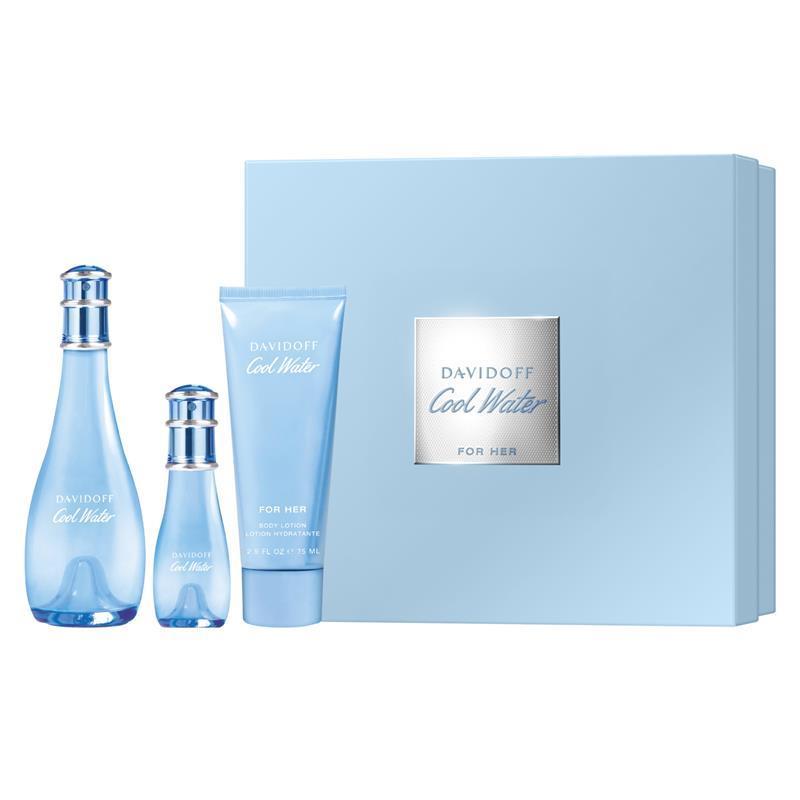 Davidoff Cool Water For Women Eau de Toilette 100ml + 15ml + Body Lotion 3 Piece Set 2025
