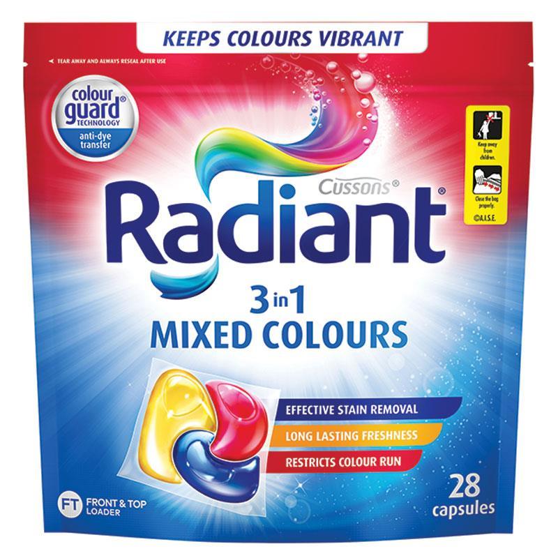 Radiant Laundry Capsules 3 in 1 Mixed Colours 28 Pack