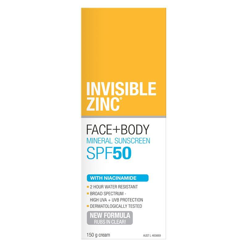 Invisible Zinc Face+Body Mineral Sunscreen SPF50 150g