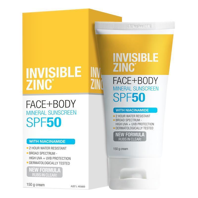 Invisible Zinc Face+Body Mineral Sunscreen SPF50 150g