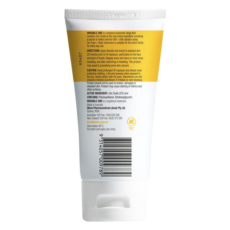 Invisible Zinc Face+Body Mineral Sunscreen SPF50 150g