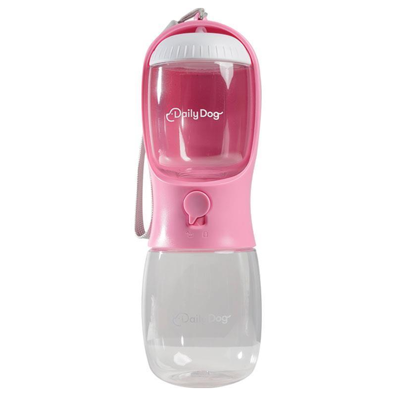 Daily Dog Pet Water Bottle + Food Container Pink