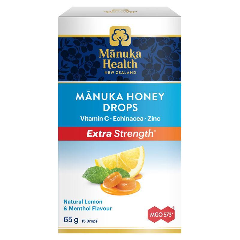 Manuka Health Manuka Honey Drops Lemon & Menthol  15 Pack 65g