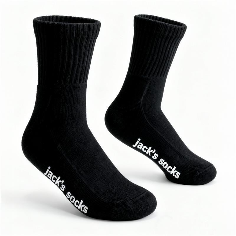 Jacks Socks Active Midi Crew Womens Cushioned 2 Pack Black 9-11