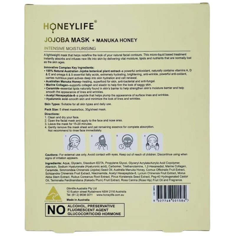 Honeylife Jojoba Rosehip Manuka Honey Face Mask 5 Pack