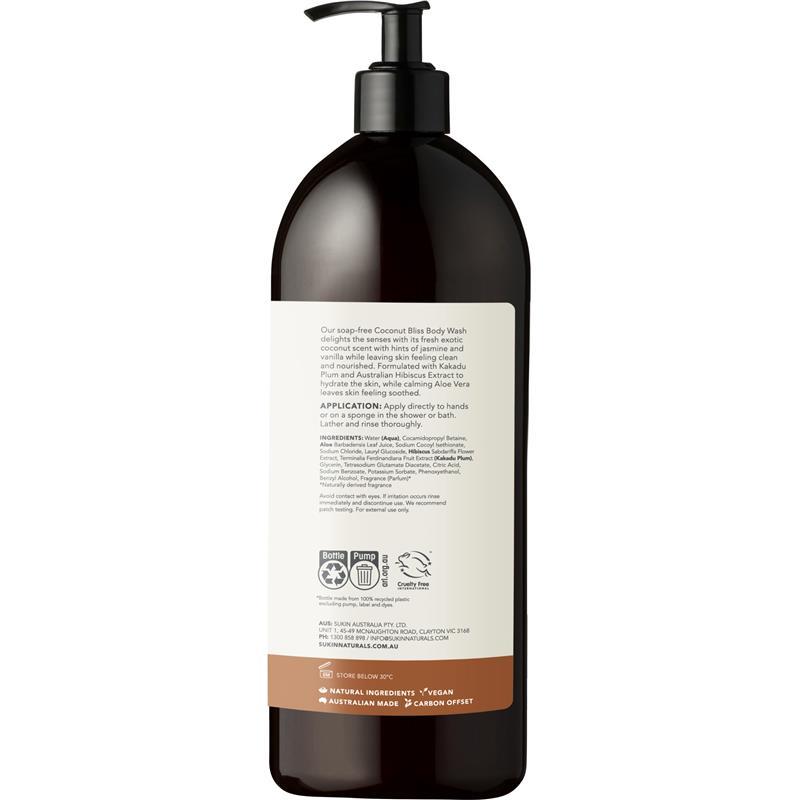 Sukin Botanical Body Wash Coconut Bliss Pump 1L