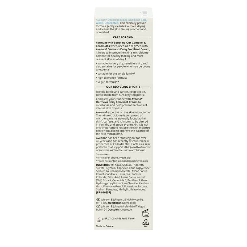 Aveeno Dermexa Daily Emollient Fragrance Free Body Wash 300ml