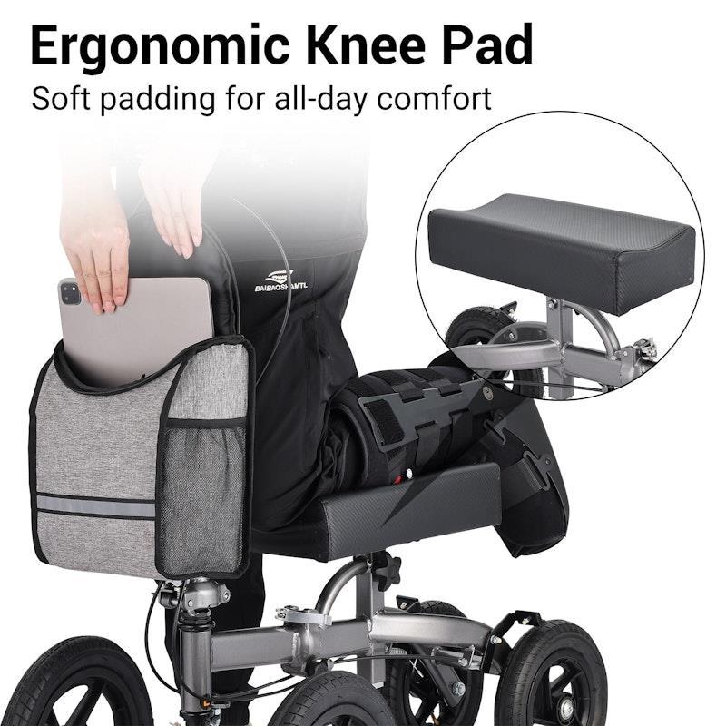 Altus Bariatric Knee Walker Scooter 12 inch All Terrain Pneumatic Tires Titanium
