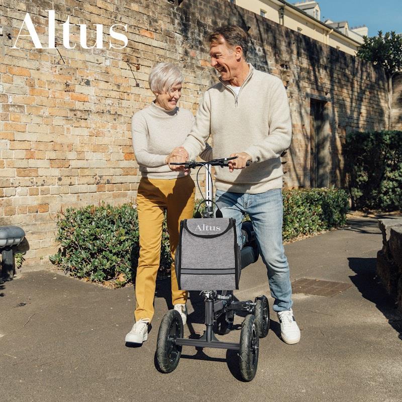 Altus Bariatric Knee Walker Scooter 12 inch All Terrain Pneumatic Tires Titanium