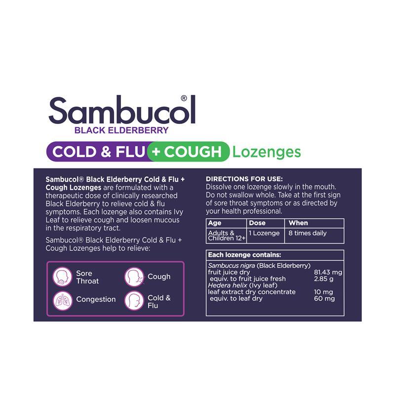Sambucol Cold & Flu + Cough 24 Lozenges
