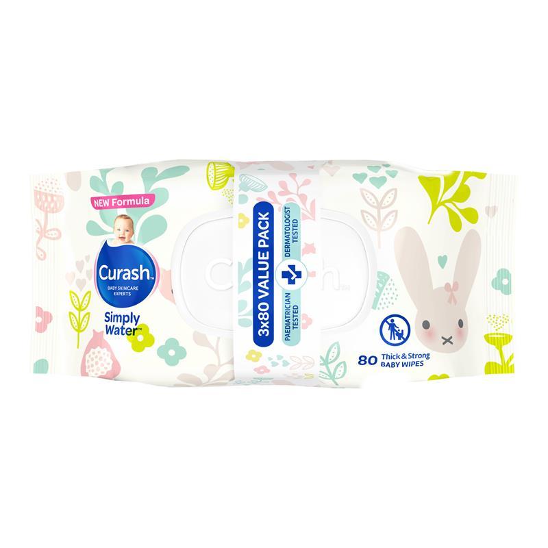 Curash Simply Water Wipes Bunny's Limited Edition 3 x 80 Pack