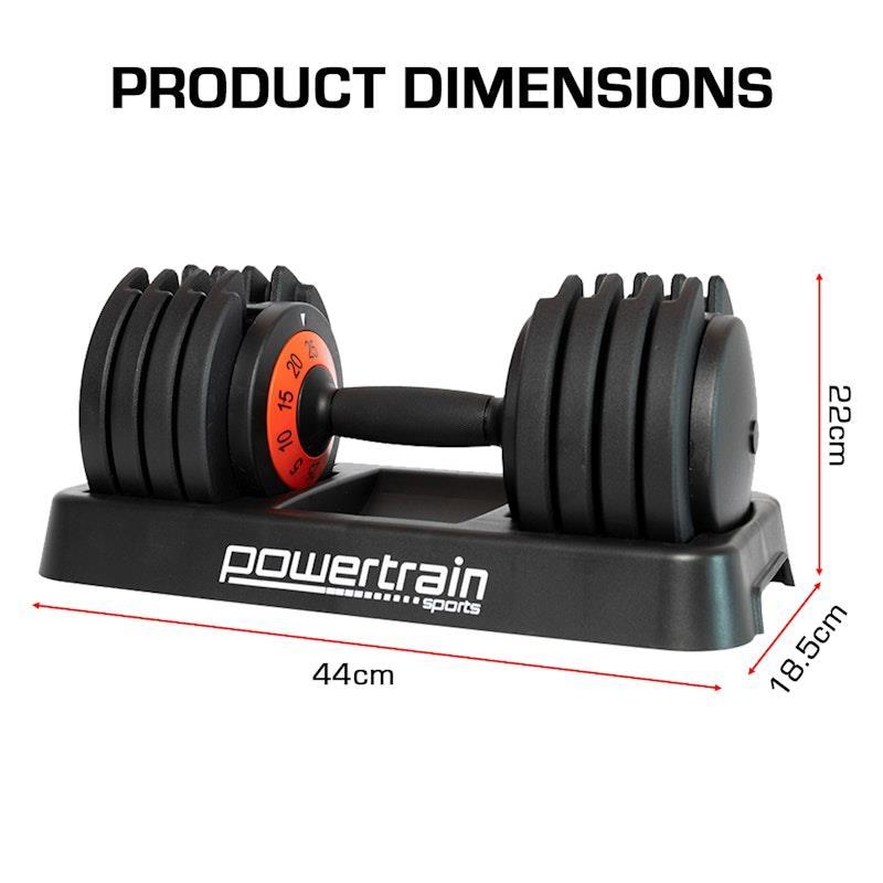Powertrain GEN2 Pro 25kg Adjustable Dumbbell Weights 1Unit