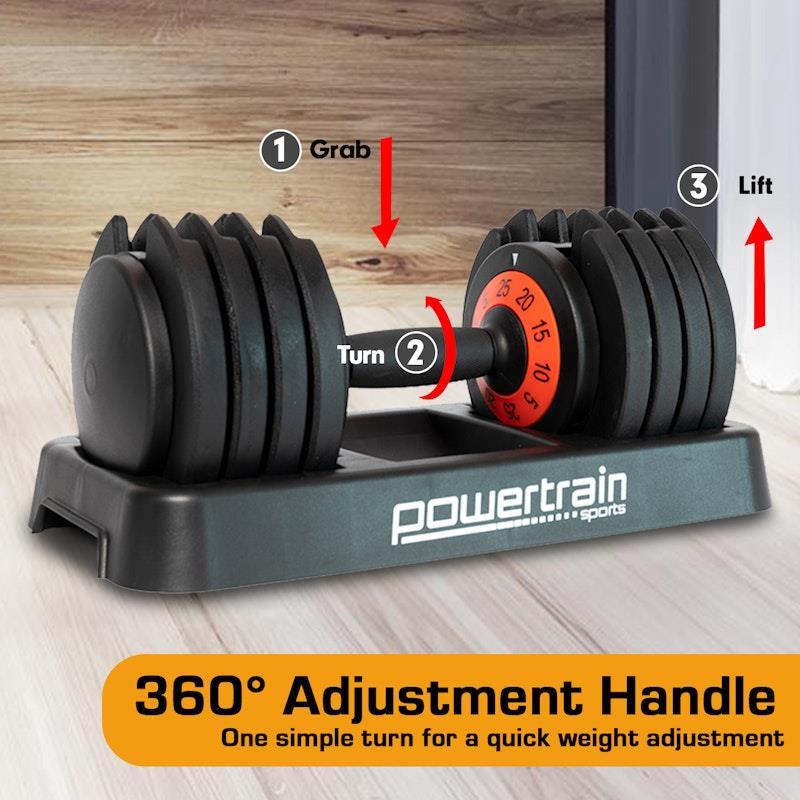 Powertrain GEN2 Pro 25kg Adjustable Dumbbell Weights 1Unit