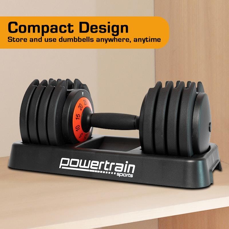 Powertrain GEN2 Pro 25kg Adjustable Dumbbells Weights 2Units