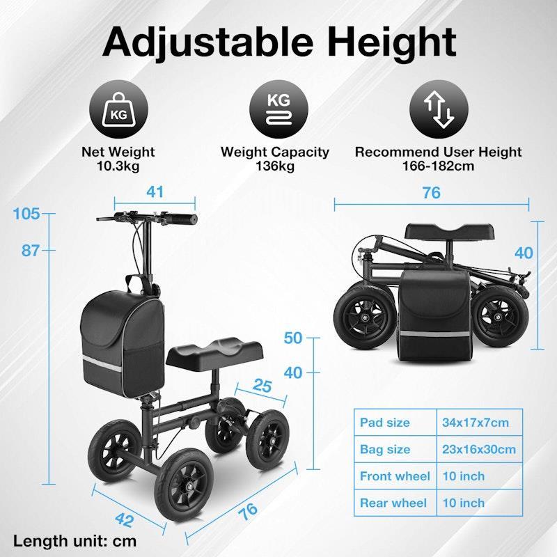 Altus 10-inch All Terrain Knee Walker Scooter Black