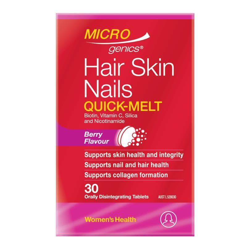 Microgenics Hair Skin Nails Quick-Melt 30 Berry Tablets