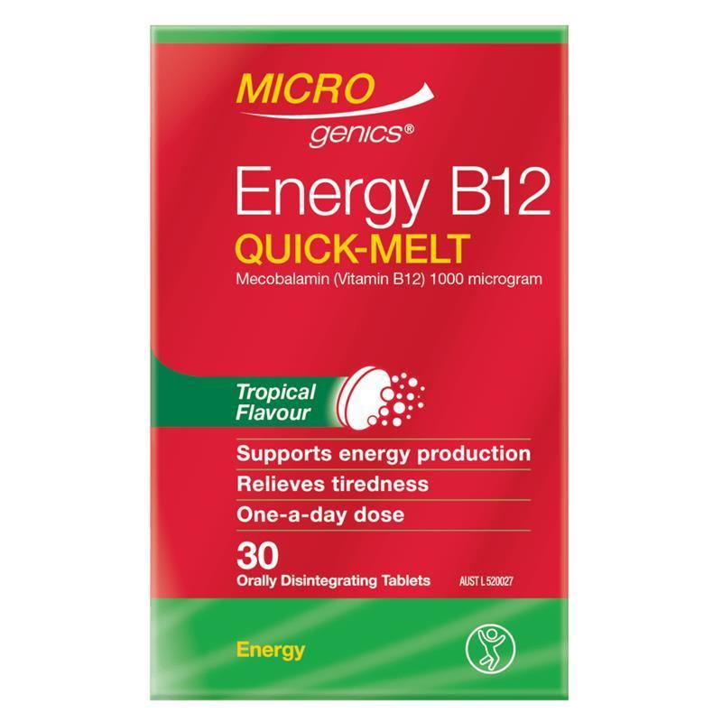Microgenics Energy B12 Quick-Melt  30 Tropical Tablets