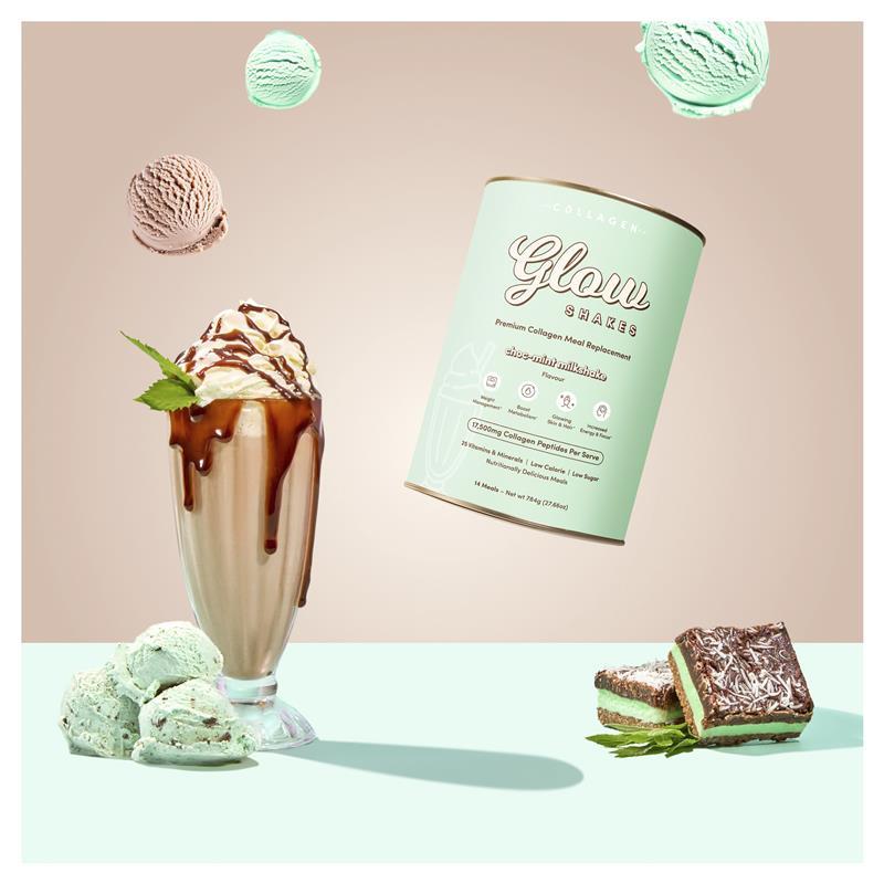 The Collagen Co Glow Shakes Choc Mint Milkshake 784g