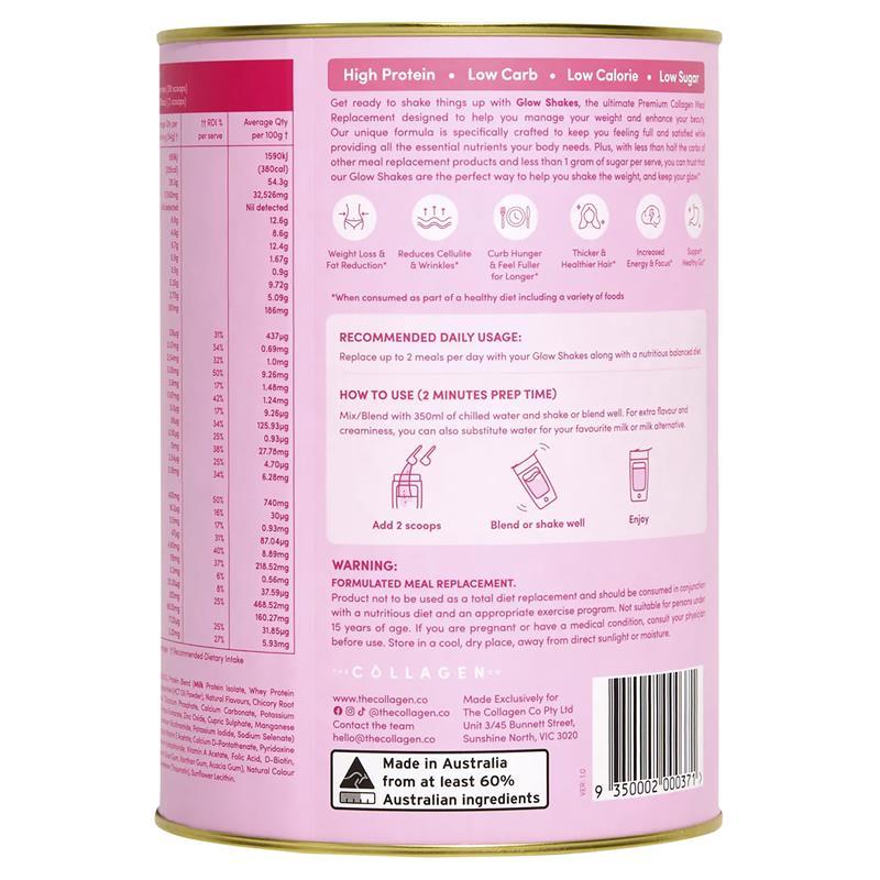 The Collagen Co Glow Shakes Strawberry Milkshake 756g