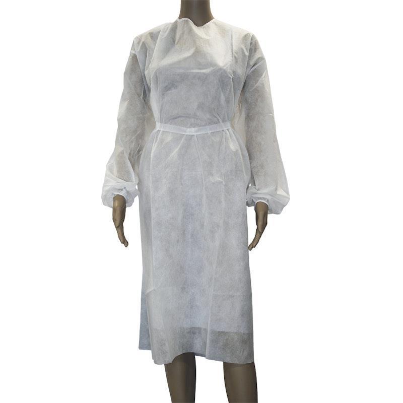 Livingstone Isolation Gown with Tie Dust Coat Long Sleeve AAMI Level 1 White 100 Pieces/Pack