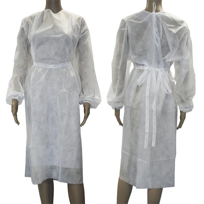 Livingstone Isolation Gown with Tie Dust Coat Long Sleeve AAMI Level 1 White 100 Pieces/Pack