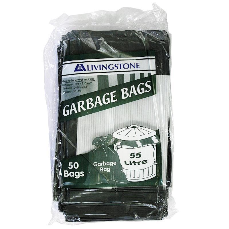 Livingstone Garbage Bag Bin Liner 55L Heavy Duty Green 50 Pieces/Pack