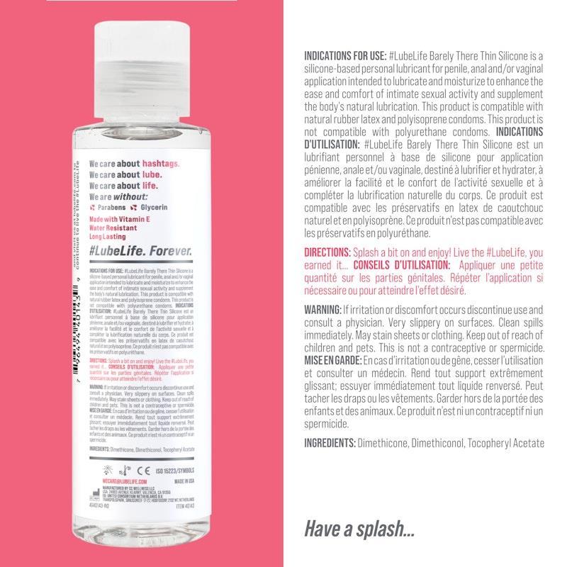 Lube Life - Barely There Thin Silicone Lubricant 4Fl oz/Flavourless