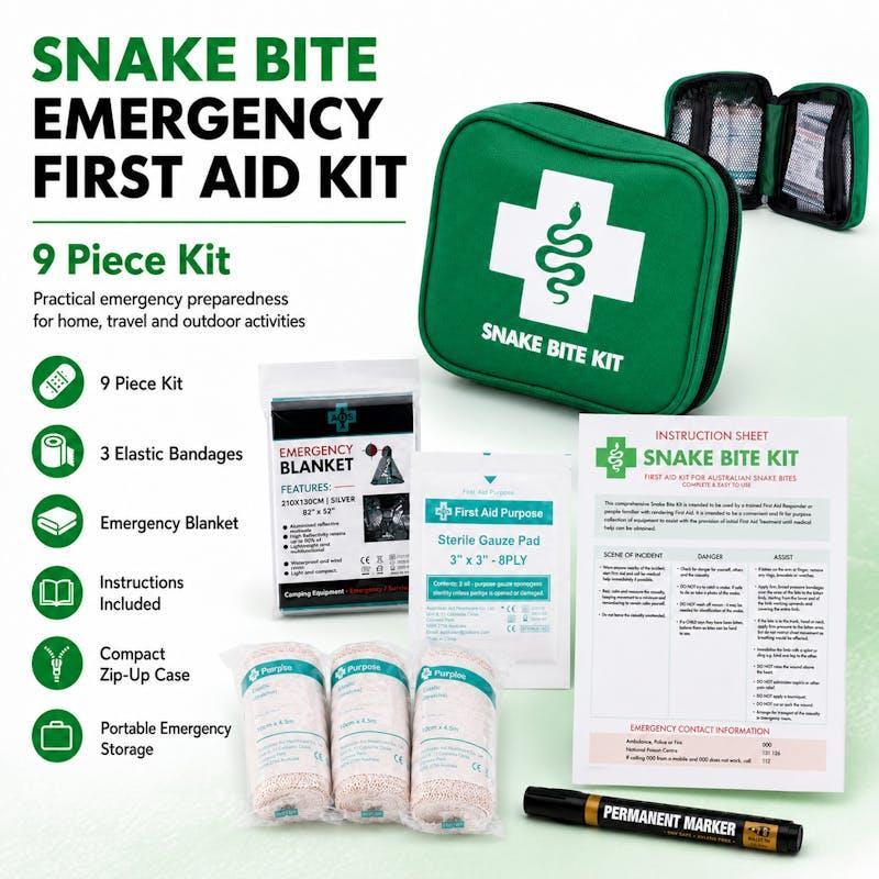 Clevinger Snake Bite First Aid Kit Emergency Kit for Camping Hiking Travel 9 Pieces