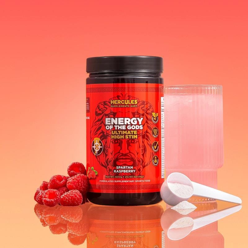 Hercules Supplements - Energy of The Gods - Ultimate High Stim Pre Workout Spartan Raspberry